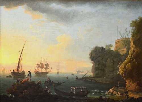 Paysage portuaire - Atelier de Charles François Lacroix de Marseille (1700 - 1782)  - Romano Ischia